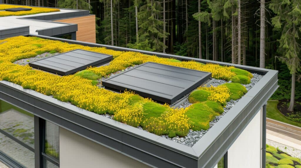 Flachdach mit mehrschichtigem Gründach