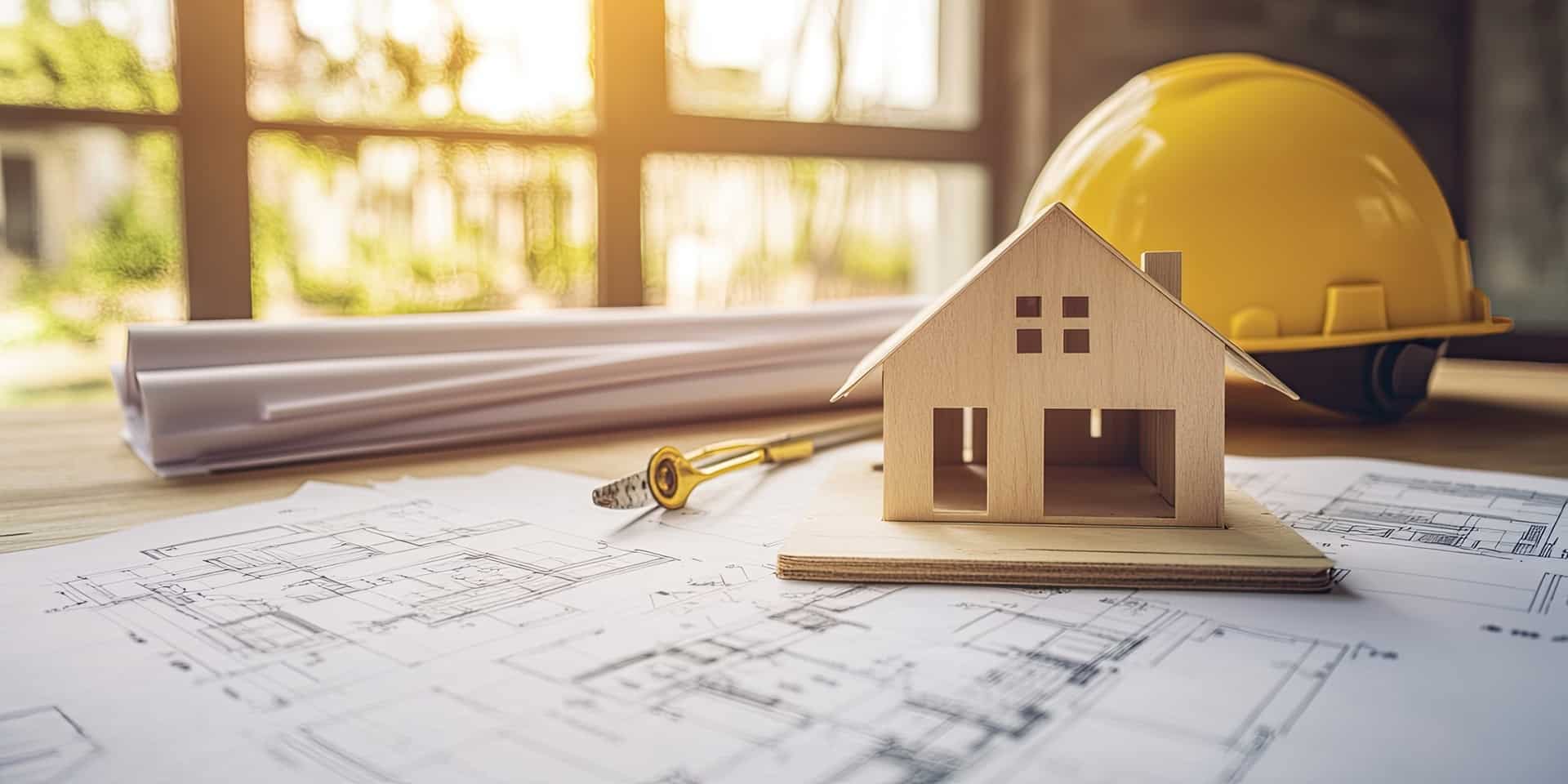 Bauplanung mit Modellhaus und Helm | Siloschlauch