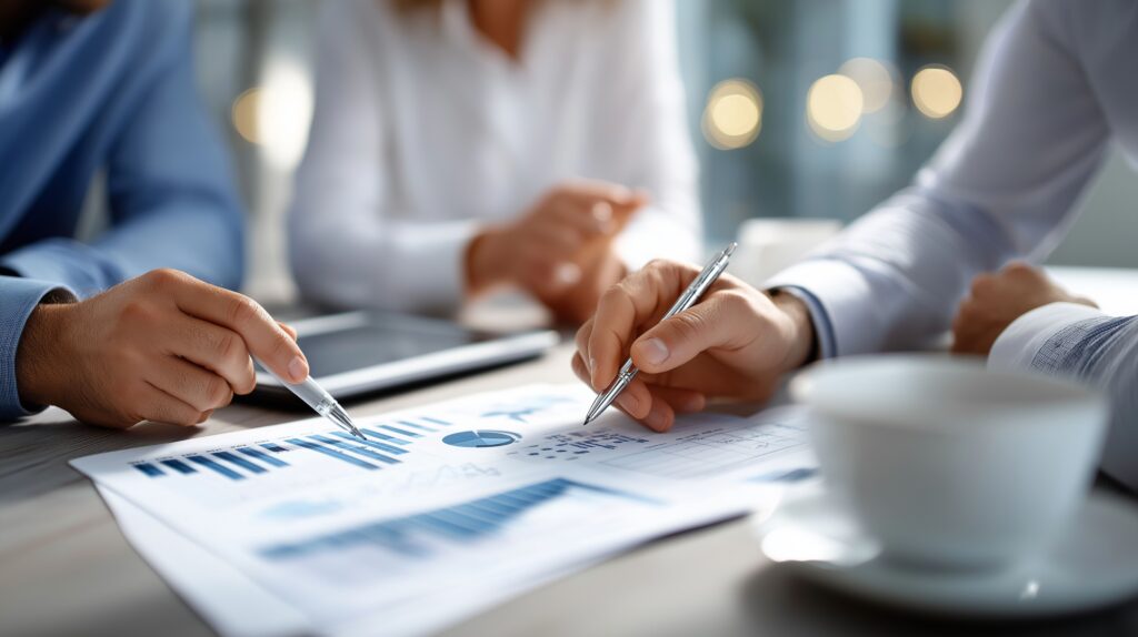 Beratung zur Bauplanung mit Marktanalysen und Diagrammen bei Gewerbeprojekten in Stuttgart