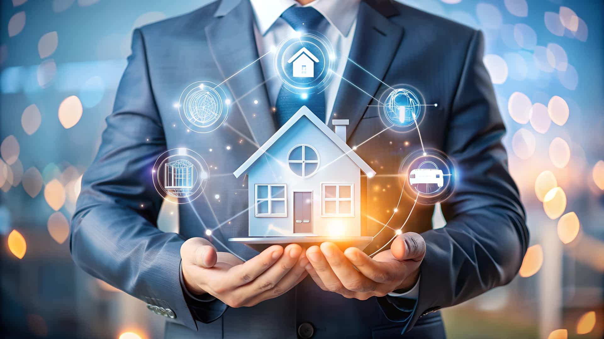 Hausmodell mit Technikicons | flexible Schläuche